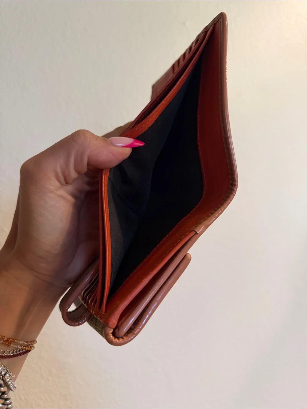 Gucci GG Monogram Wallet with Burgundy Bow and Brown Trim